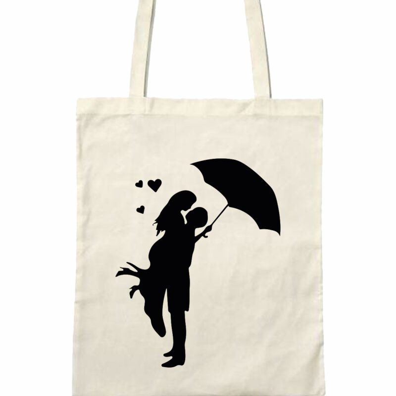 Bolsa de tela Pareja bajo la lluvia